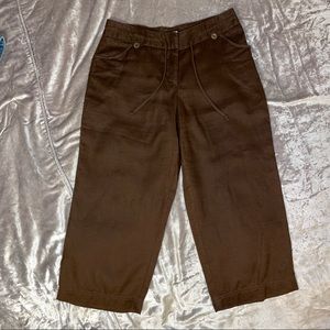 Merona Brown Linen Wide Leg Capri Pants